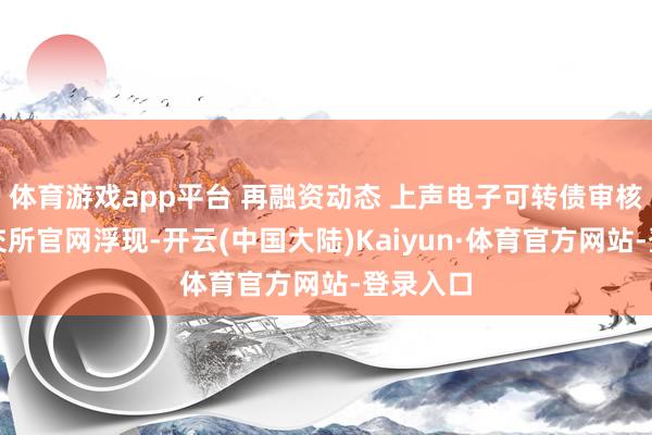 体育游戏app平台 再融资动态 上声电子可转债审核通过深交所官网浮现-开云(中国大陆)Kaiyun·体育官方网站-登录入口